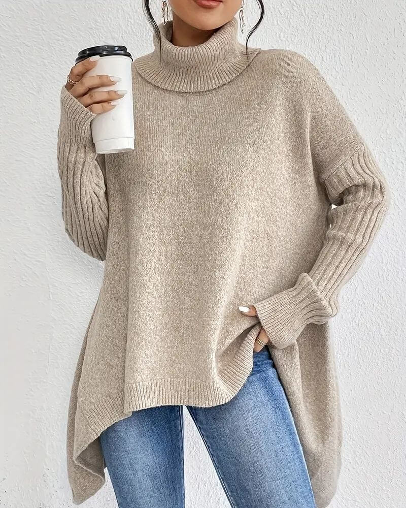 Grete™ – Elegant Asymmetrisk Højhalset Sweater
